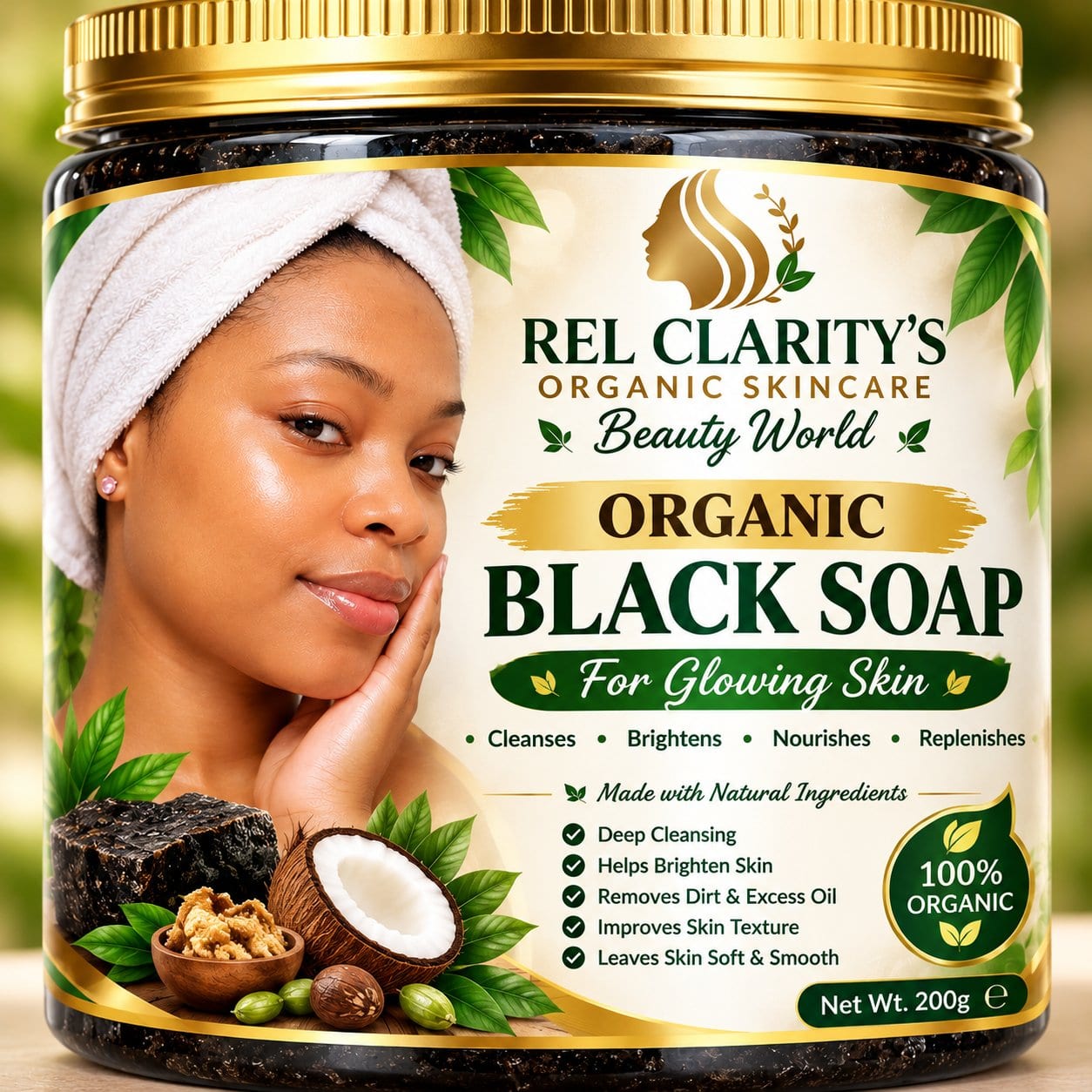 Rel Clarity's Organic Caramel Black Soap